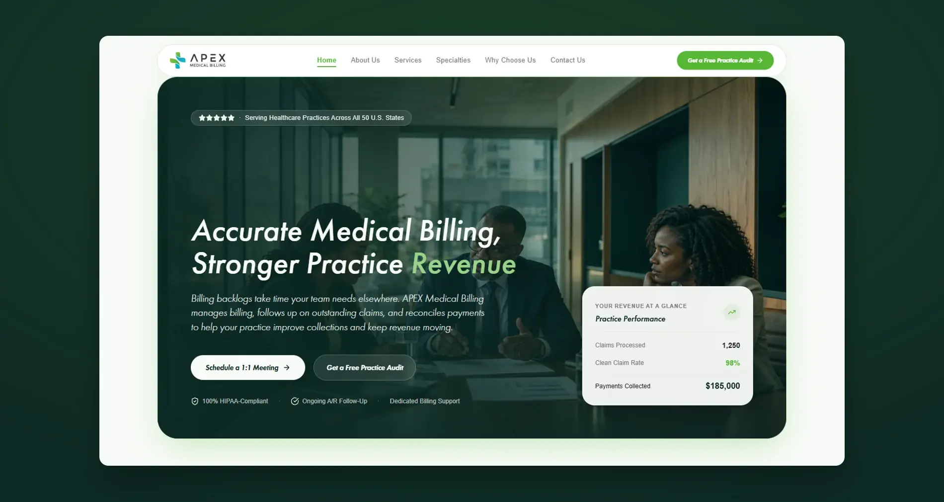 APEX Medical Billing home page