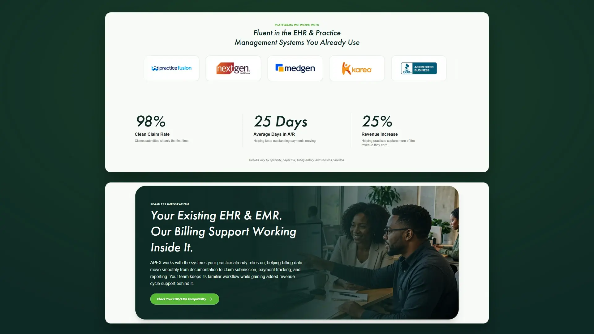 APEX Medical Billing integration section