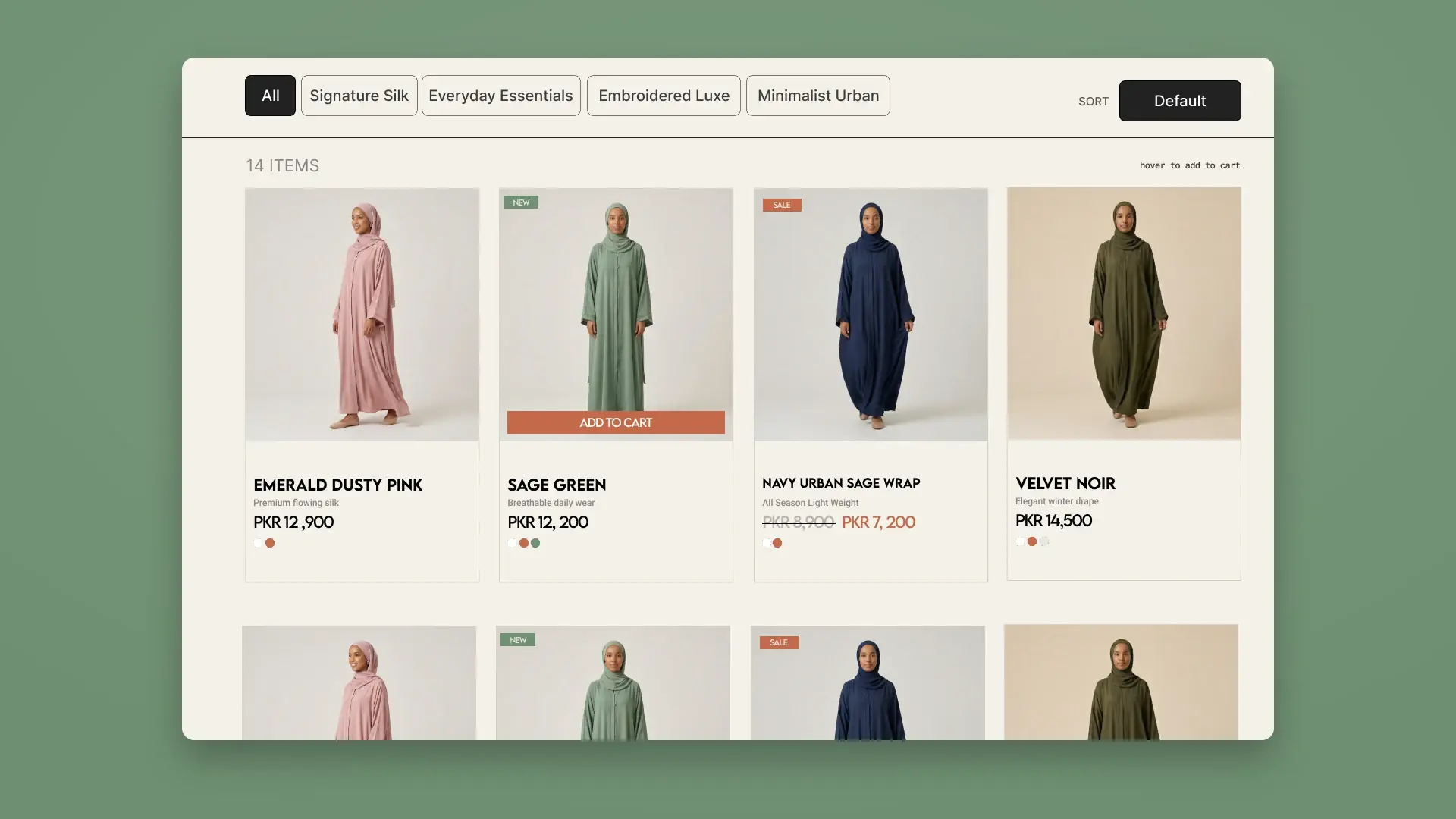 GIRAH catalogue with range filters, sorting and product cards