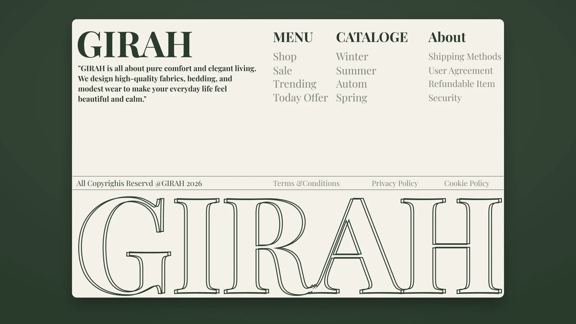 GIRAH footer with the outlined wordmark