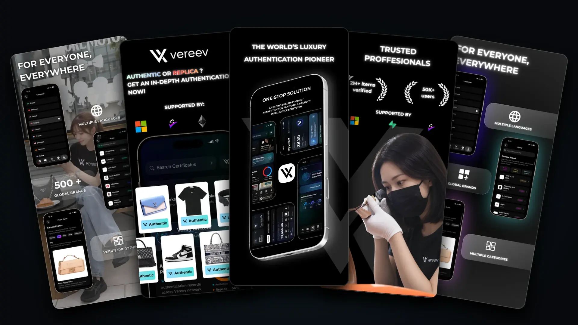 Vereev brand graphics from its Google Play listing